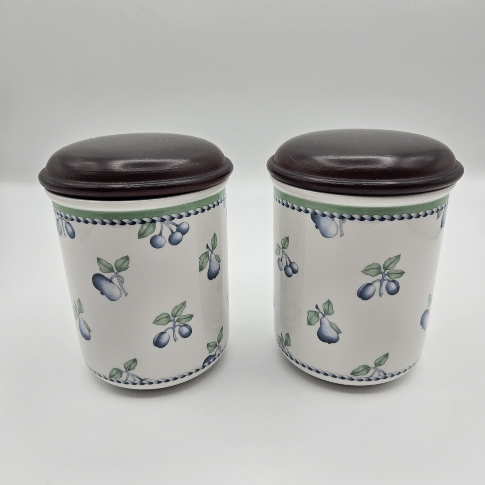 Vintage Villeroy & Boch Provence Set Of 2 Storage Jars w/ Lid Canisters Germany